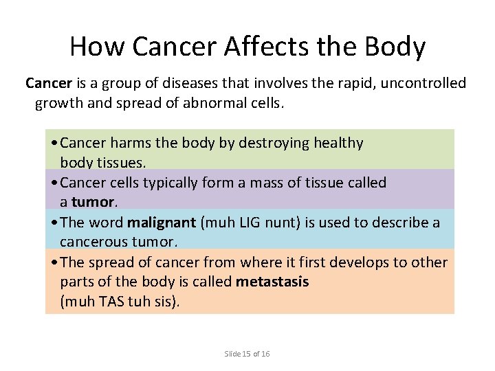 How Cancer Affects the Body Cancer is a group of diseases that involves the