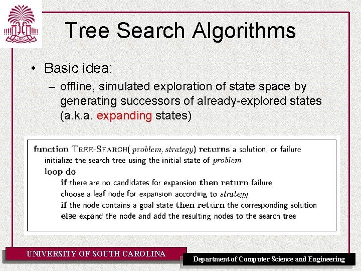 Tree Search Algorithms • Basic idea: – offline, simulated exploration of state space by