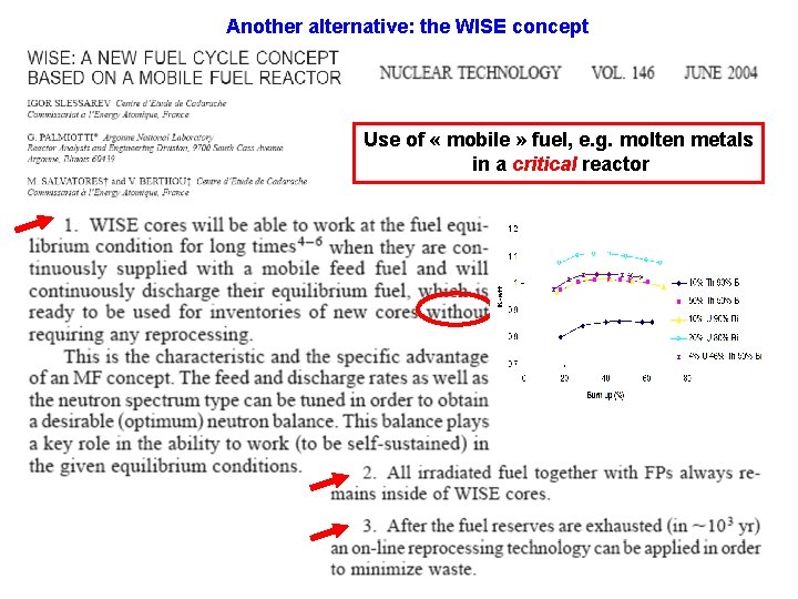  Another alternative: the WISE concept Use of « mobile » fuel, e. g.