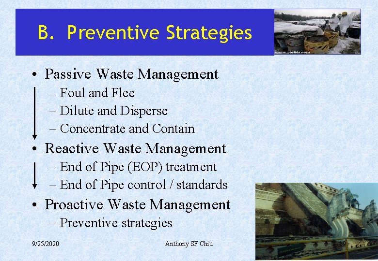 B. Preventive Strategies • Passive Waste Management – Foul and Flee – Dilute and