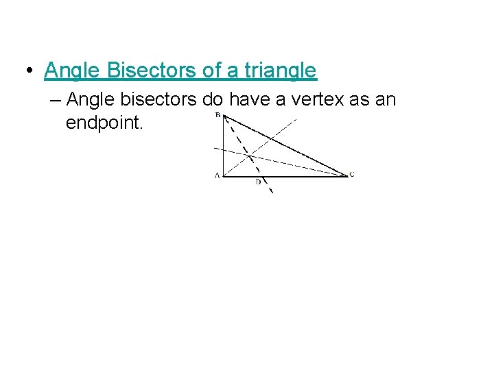  • Angle Bisectors of a triangle – Angle bisectors do have a vertex