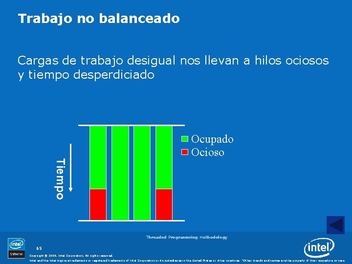 Trabajo no balanceado Cargas de trabajo desigual nos llevan a hilos ociosos y tiempo