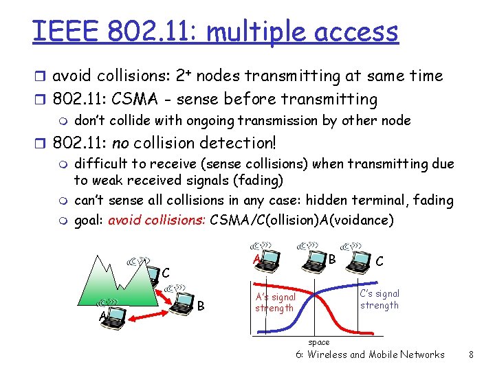 IEEE 802. 11: multiple access r avoid collisions: 2+ nodes transmitting at same time