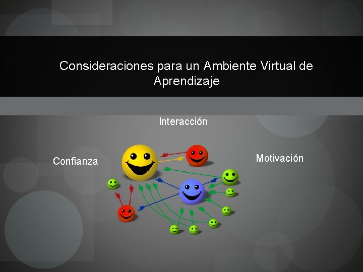 Consideraciones para un Ambiente Virtual de Aprendizaje Interacción Confianza Motivación 