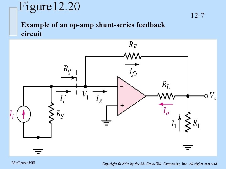Figure 12. 20 12 -7 Example of an op-amp shunt-series feedback circuit Mc. Graw-Hill