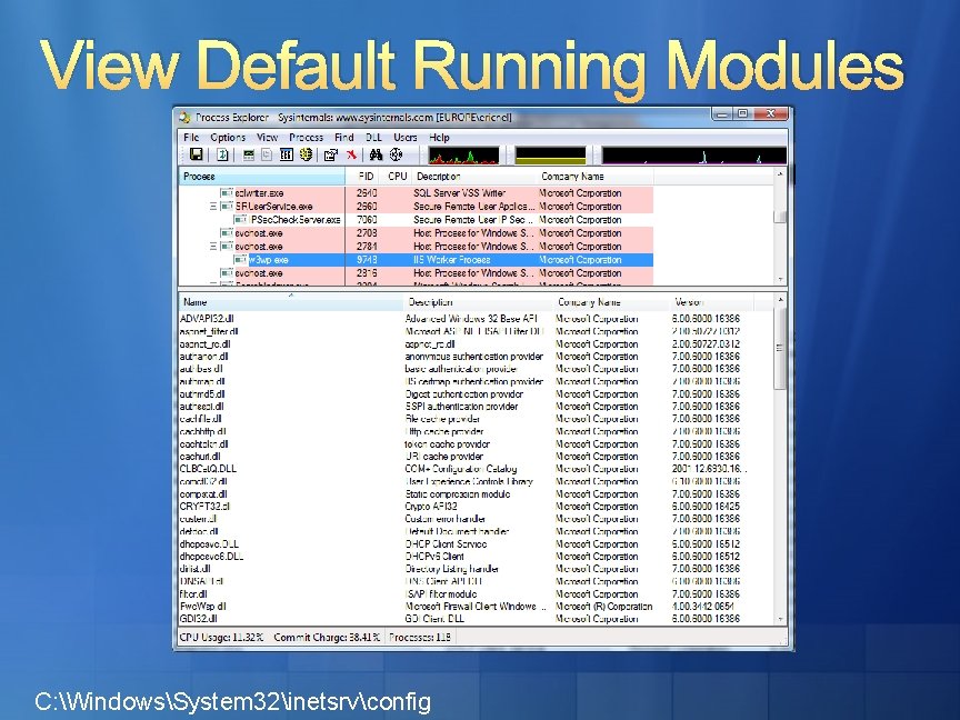 View Default Running Modules C: WindowsSystem 32inetsrvconfig View Default Running Modules C: WindowsSystem 32inetsrvconfig