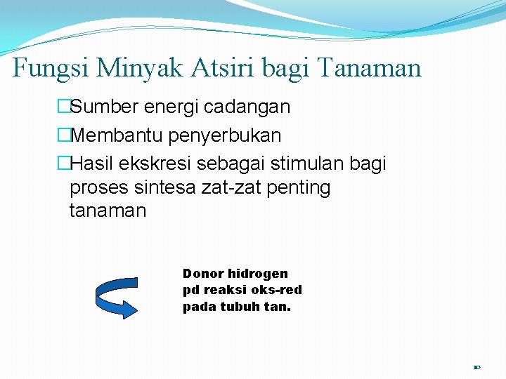 Fungsi Minyak Atsiri bagi Tanaman �Sumber energi cadangan �Membantu penyerbukan �Hasil ekskresi sebagai stimulan