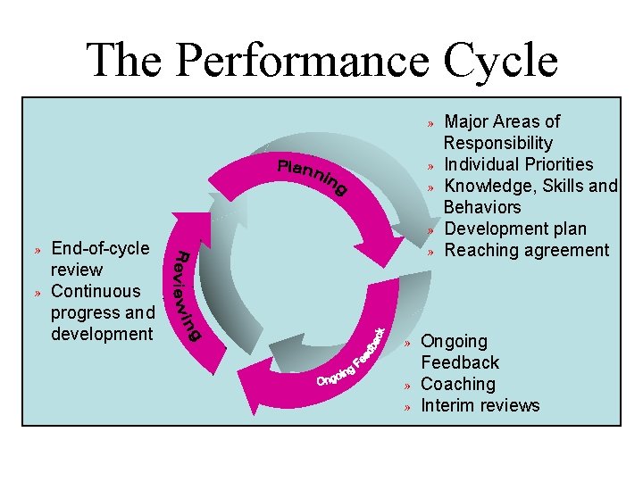 The Performance Cycle » End-of-cycle review » Continuous progress and development » Major Areas