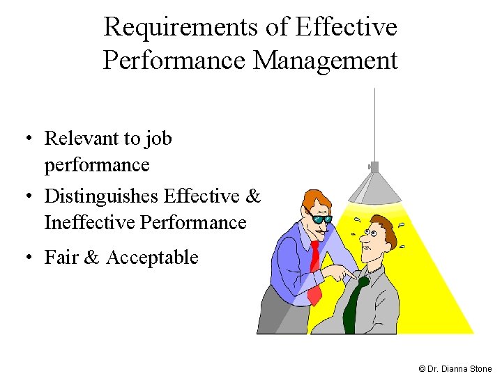 Requirements of Effective Performance Management • Relevant to job performance • Distinguishes Effective &