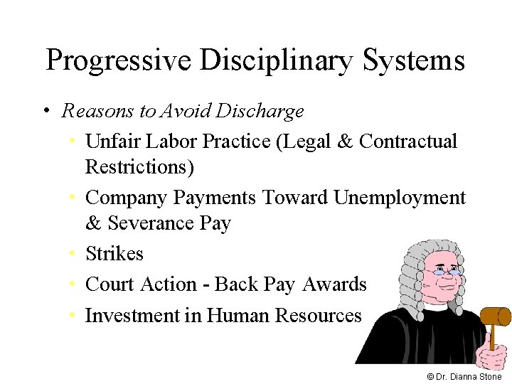 Progressive Disciplinary Systems • Reasons to Avoid Discharge • Unfair Labor Practice (Legal &