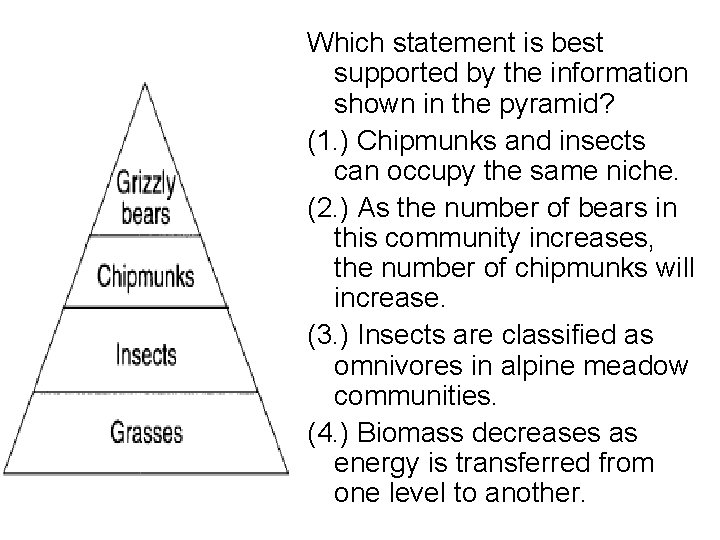 Which statement is best supported by the information shown in the pyramid? (1. )