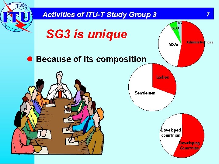 Activities of ITU-T Study Group 3 7 IO SG 3 is unique Administrations ROAs