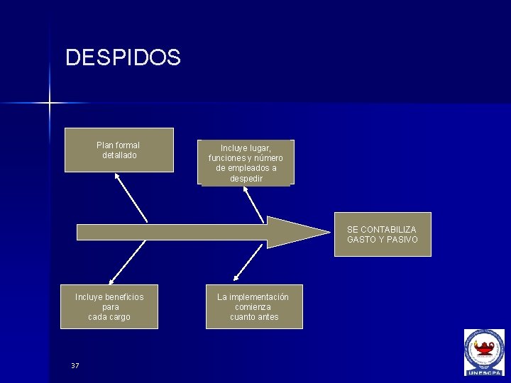 DESPIDOS Plan formal detallado Incluye lugar, funciones y número de empleados a despedir SE