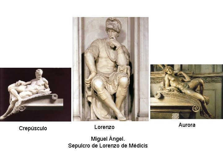 Crepúsculo Lorenzo Miguel Ángel. Sepulcro de Lorenzo de Médicis Aurora 