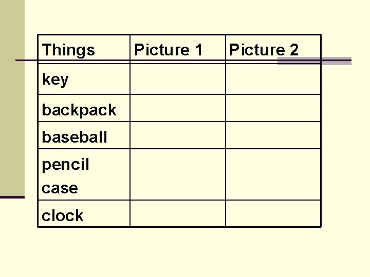 Things key backpack baseball pencil case clock Picture 1 Picture 2 
