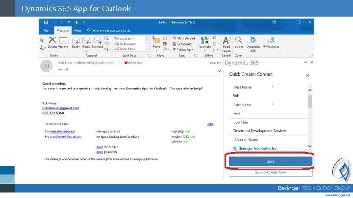 Dynamics 365 App for Outlook 