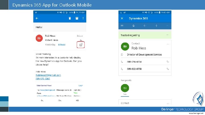 Dynamics 365 App for Outlook Mobile 