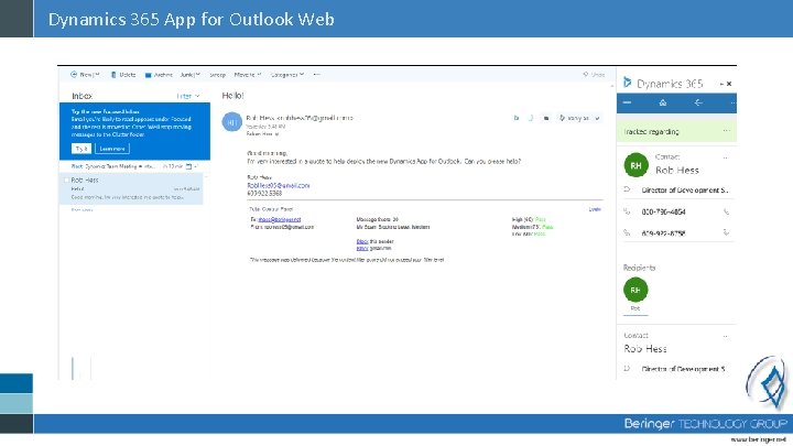 Dynamics 365 App for Outlook Web 