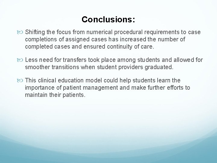 Conclusions: Shifting the focus from numerical procedural requirements to case completions of assigned cases