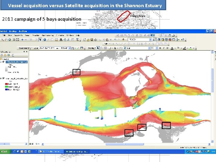 Vessel acquisition versus Satellite acquisition in the Shannon Estuary 2013 campaign of 5 bays