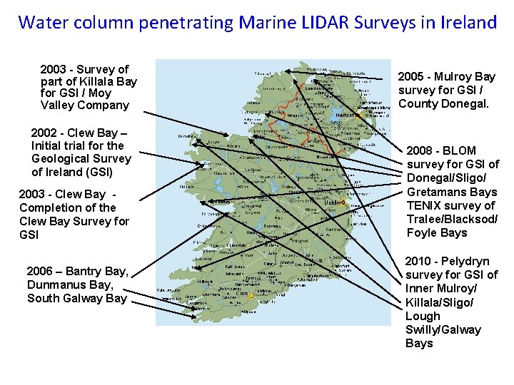 Water column penetrating Marine LIDAR Surveys in Ireland 2003 - Survey of part of