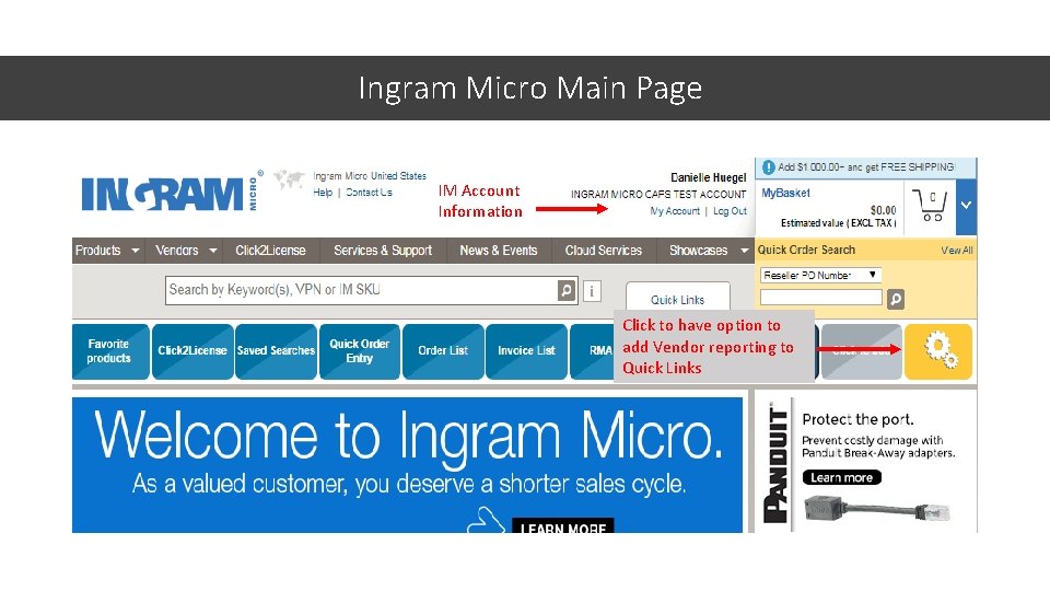 Ingram Micro Main Page IM Account IMInformation Account Information Click to have option to