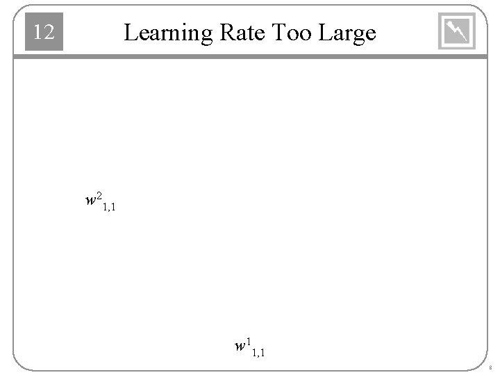 Learning Rate Too Large 12 w 21, 1 w 11, 1 8 