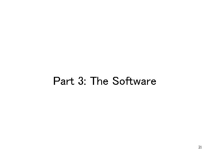 Part 3: The Software 21 
