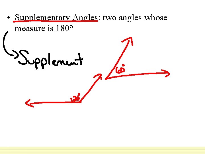  • Supplementary Angles: two angles whose measure is 180° 