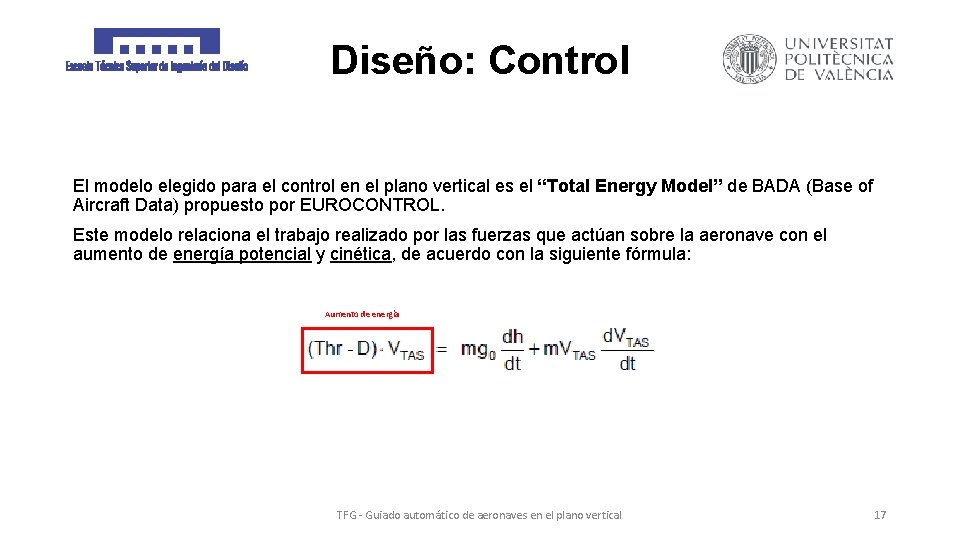 Diseño: Control El modelo elegido para el control en el plano vertical es el