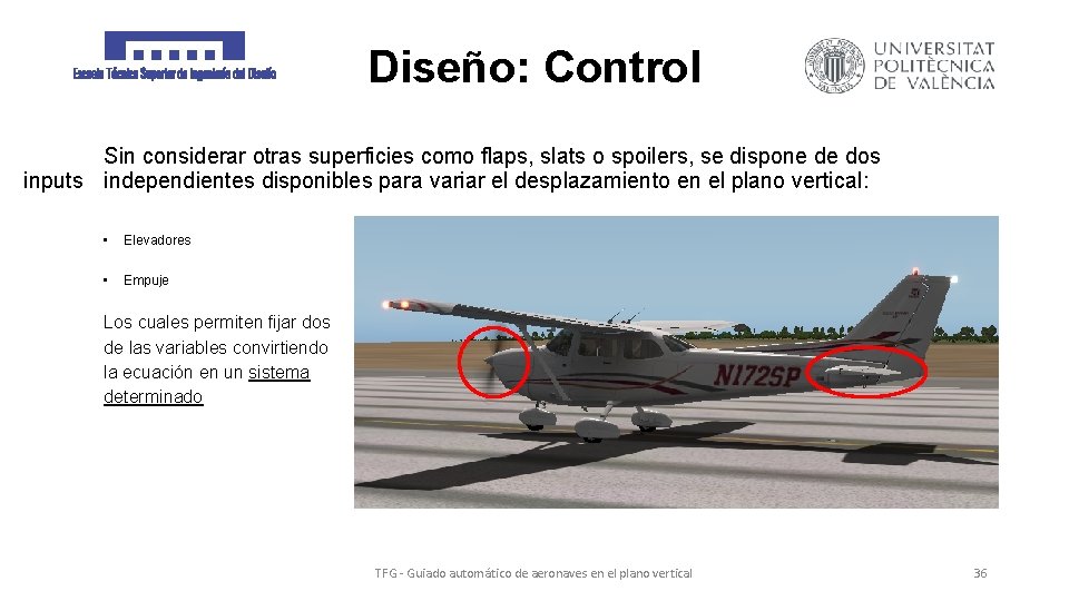 Diseño: Control Sin considerar otras superficies como flaps, slats o spoilers, se dispone de