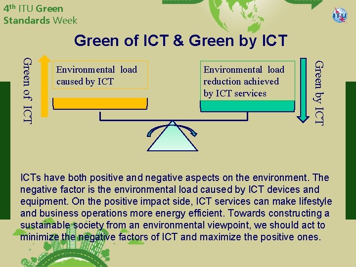 4 th ITU Green Standards Week China Telecommunication Technology Labs Green of ICT &