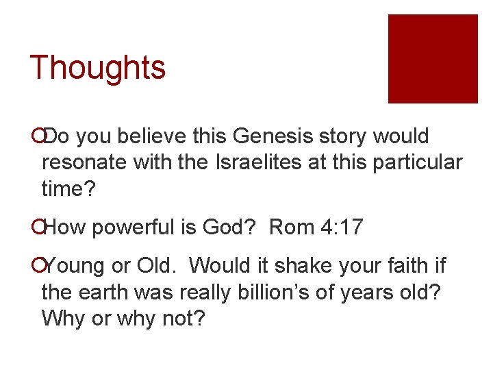 Thoughts ¡Do you believe this Genesis story would resonate with the Israelites at this