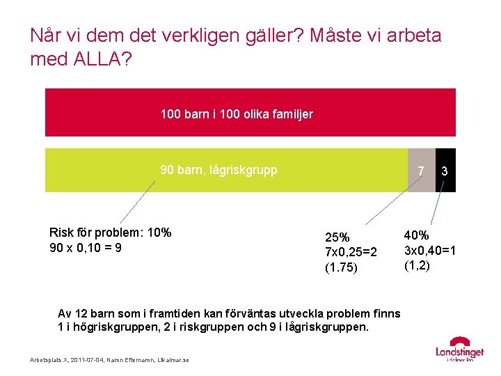 Når vi dem det verkligen gäller? Måste vi arbeta med ALLA? 100 barn i