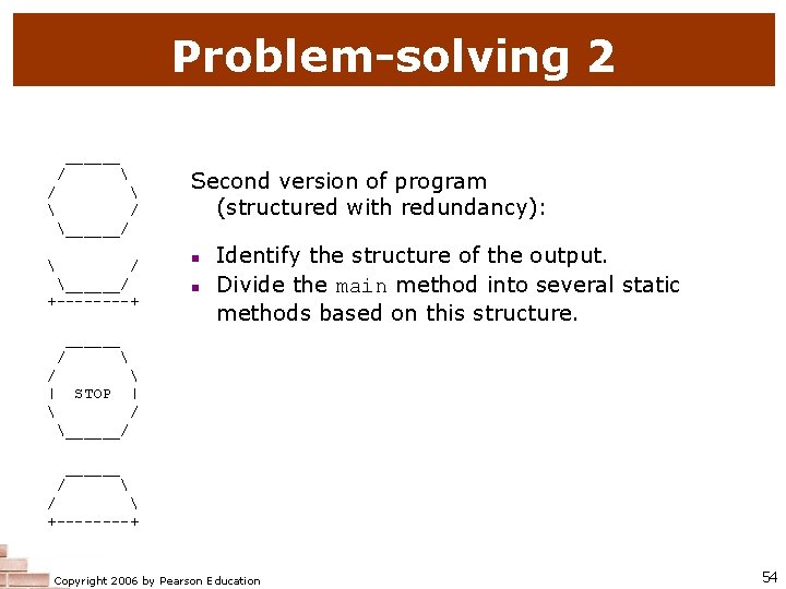 Problem-solving 2 ______ / / Second version of program (structured with redundancy): Problem-solving 2 ______ / / Second version of program (structured with redundancy):