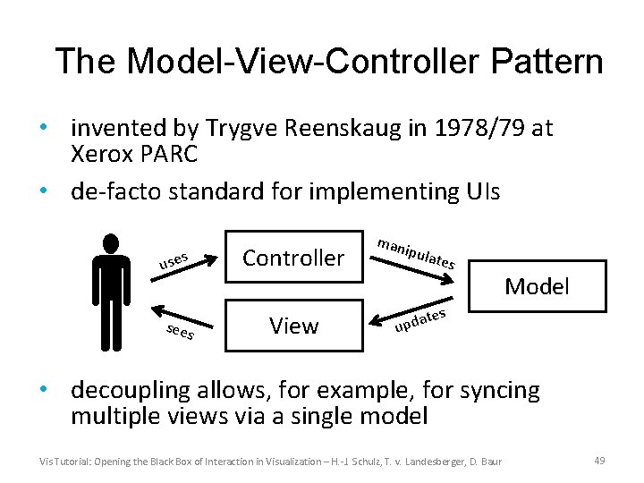 The Model-View-Controller Pattern • invented by Trygve Reenskaug in 1978/79 at Xerox PARC •