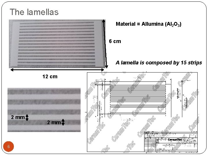 The lamellas Material = Allumina (Al 2 O 3) 6 cm A lamella is