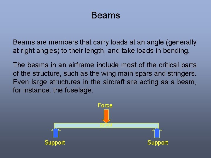 Beams are members that carry loads at an angle (generally at right angles) to