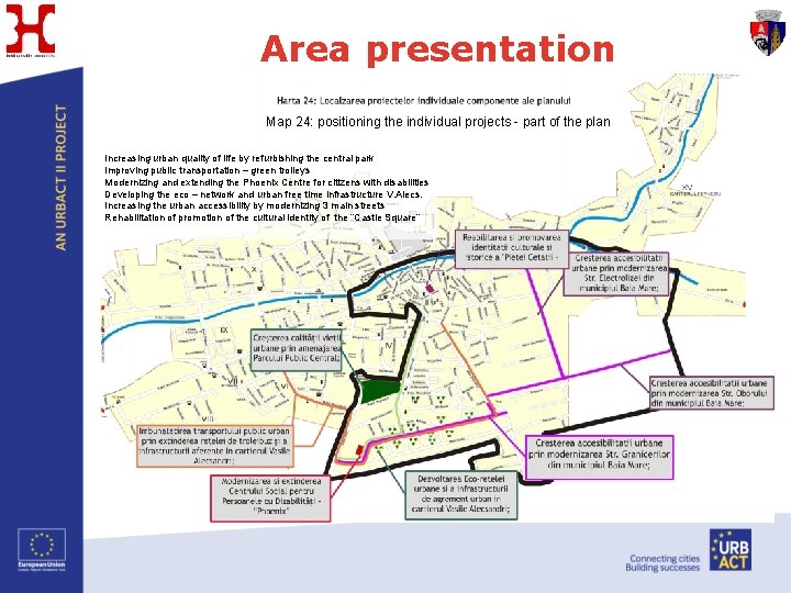 Area presentation Map 24: positioning the individual projects - part of the plan TEXT