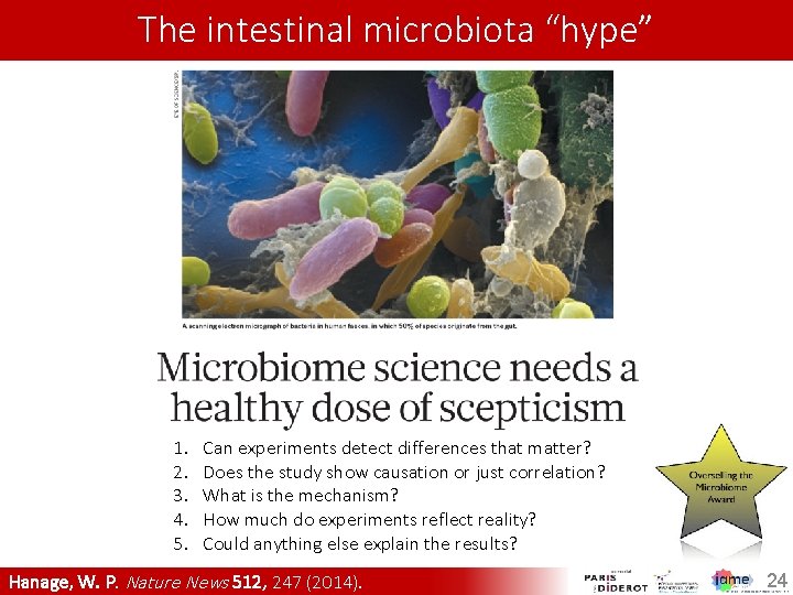 The intestinal microbiota “hype” 1. 2. 3. 4. 5. Can experiments detect differences that