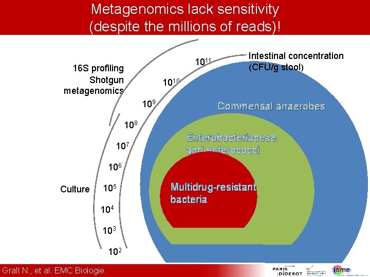 Metagenomics lack sensitivity (despite the millions of reads)! 1011 16 S profiling Shotgun metagenomics