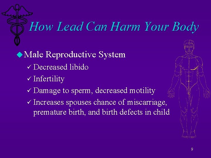 How Lead Can Harm Your Body u Male Reproductive System ü Decreased libido ü