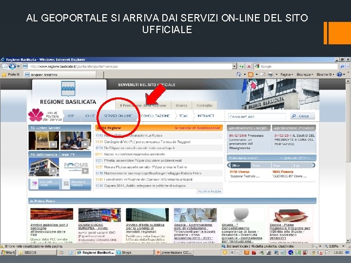 AL GEOPORTALE SI ARRIVA DAI SERVIZI ON-LINE DEL SITO UFFICIALE 