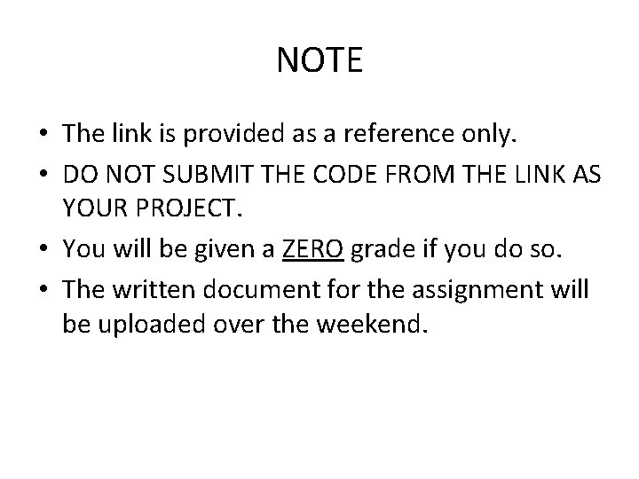 NOTE • The link is provided as a reference only. • DO NOT SUBMIT