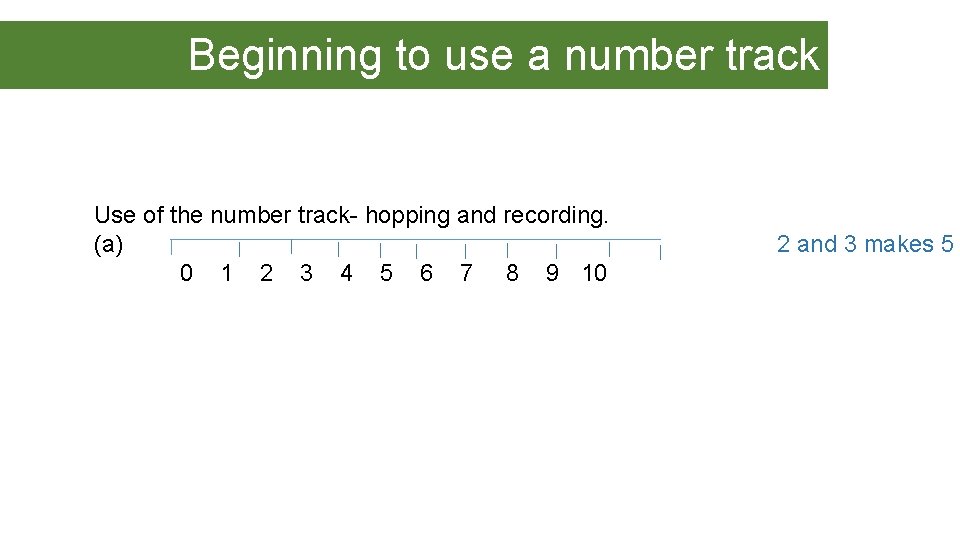 Beginning to use a number track Use of the number track- hopping and recording.