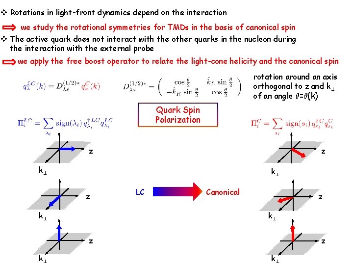 v Rotations in light-front dynamics depend on the interaction we study the rotational symmetries