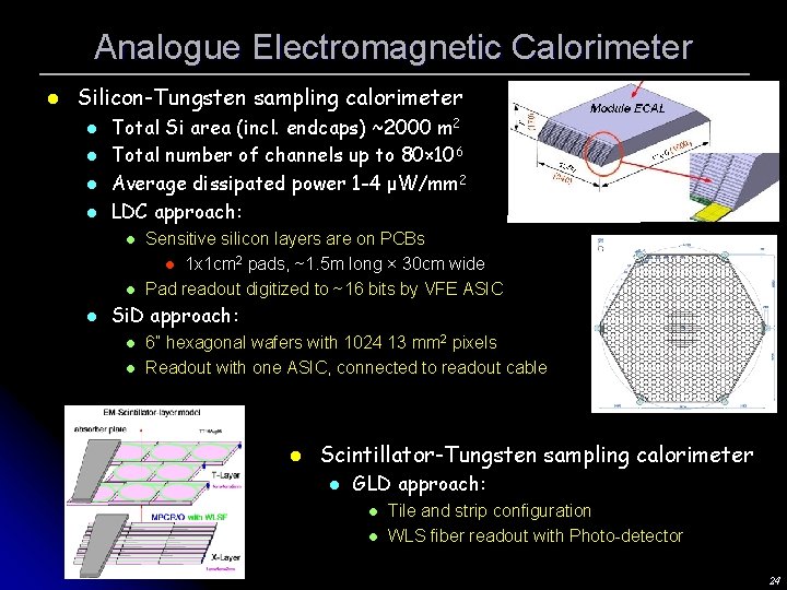 Analogue Electromagnetic Calorimeter l Silicon-Tungsten sampling calorimeter l l Total Si area (incl. endcaps)
