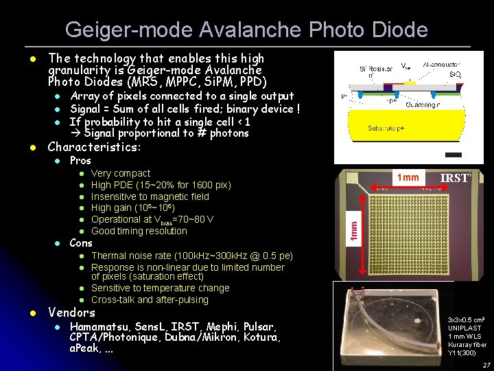 Geiger-mode Avalanche Photo Diode The technology that enables this high granularity is Geiger-mode Avalanche