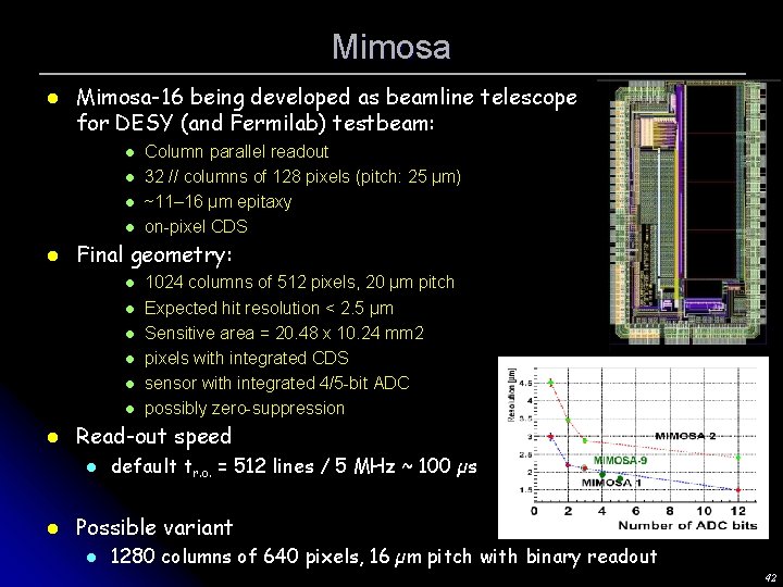 Mimosa l Mimosa-16 being developed as beamline telescope for DESY (and Fermilab) testbeam: l