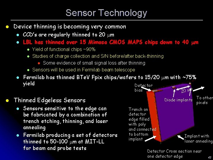 Sensor Technology l Device thinning is becoming very common l l CCD’s are regularly